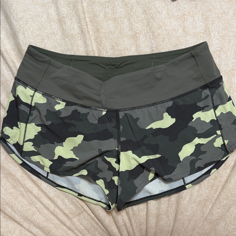 lululemon athletica Olive Camo Athletic Shorts